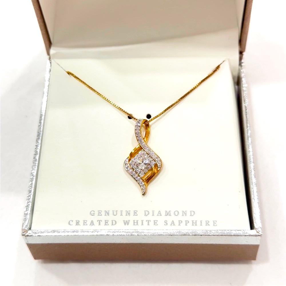 Pure Radiance Lab-Created White Sapphire & Diamond Accent Pendant Necklace